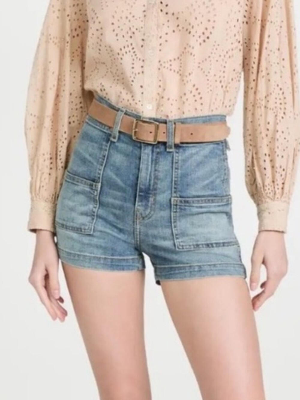 Nili Lotan Light Blue High-Rise Denim Jean Shorts